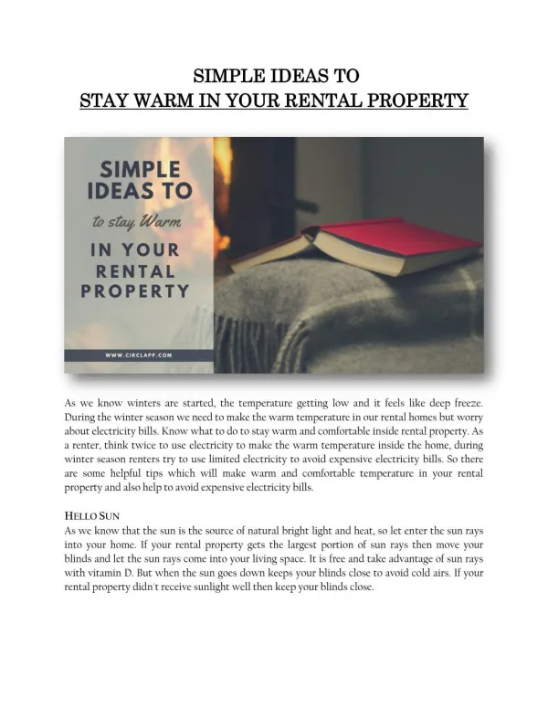 SIMPLE IDEAS TO STAY WARM IN YOUR RENTAL PROPERTY