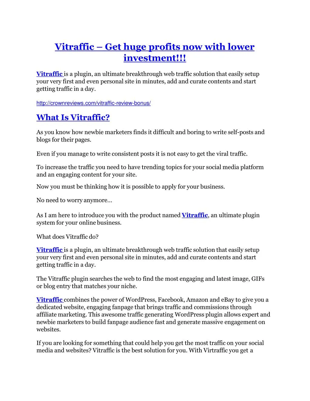 vitraffic get huge profits now with lower