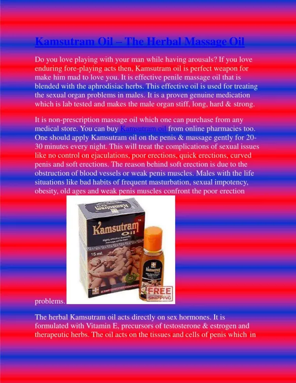 Kamsutram Oil – The Herbal Massage Oil