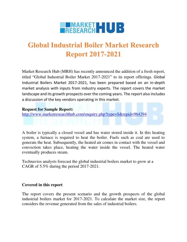 Global Industrial Boiler Market Research Report 2017-2021