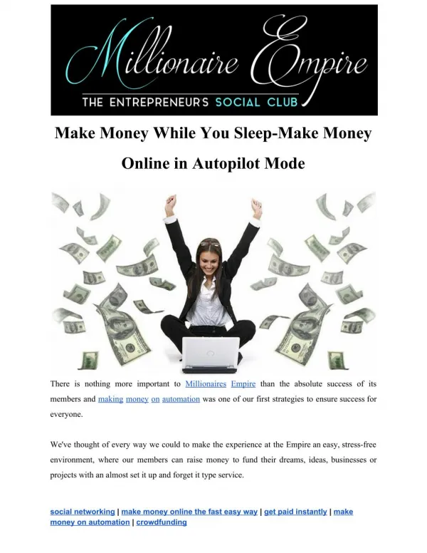 Make Money While You Sleep in Autopilot Mode