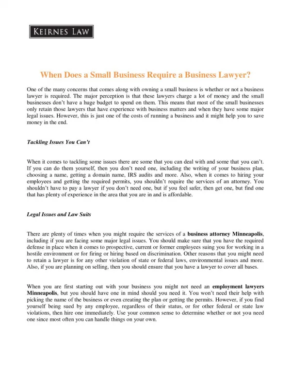 When does a small business require a business lawyer