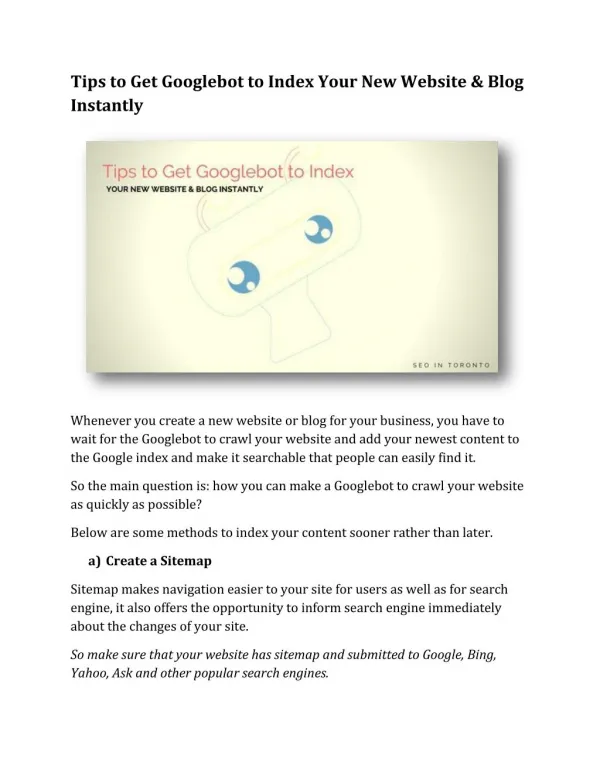 Tips to Get Googlebot to Index Your New Website & Blog Instantly