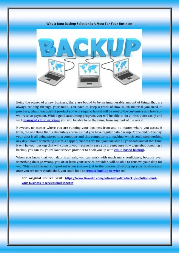 Why A Data Backup Solution Is A Must For Your Business