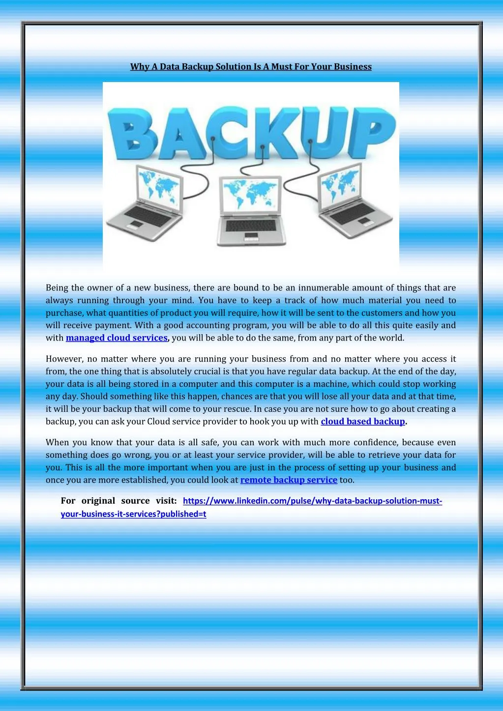why a data backup solution is a must for your