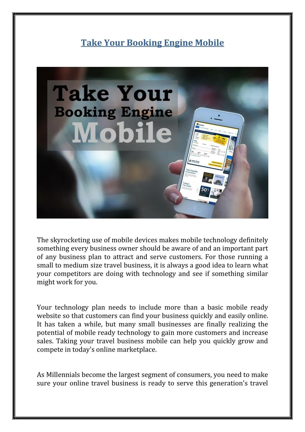 take your booking engine mobile