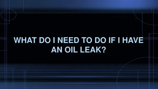 What Do I Need To Do If I Have An Oil Leak?