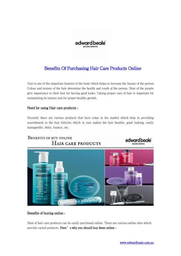 Benefits Of Purchasing Hair Care Products Online
