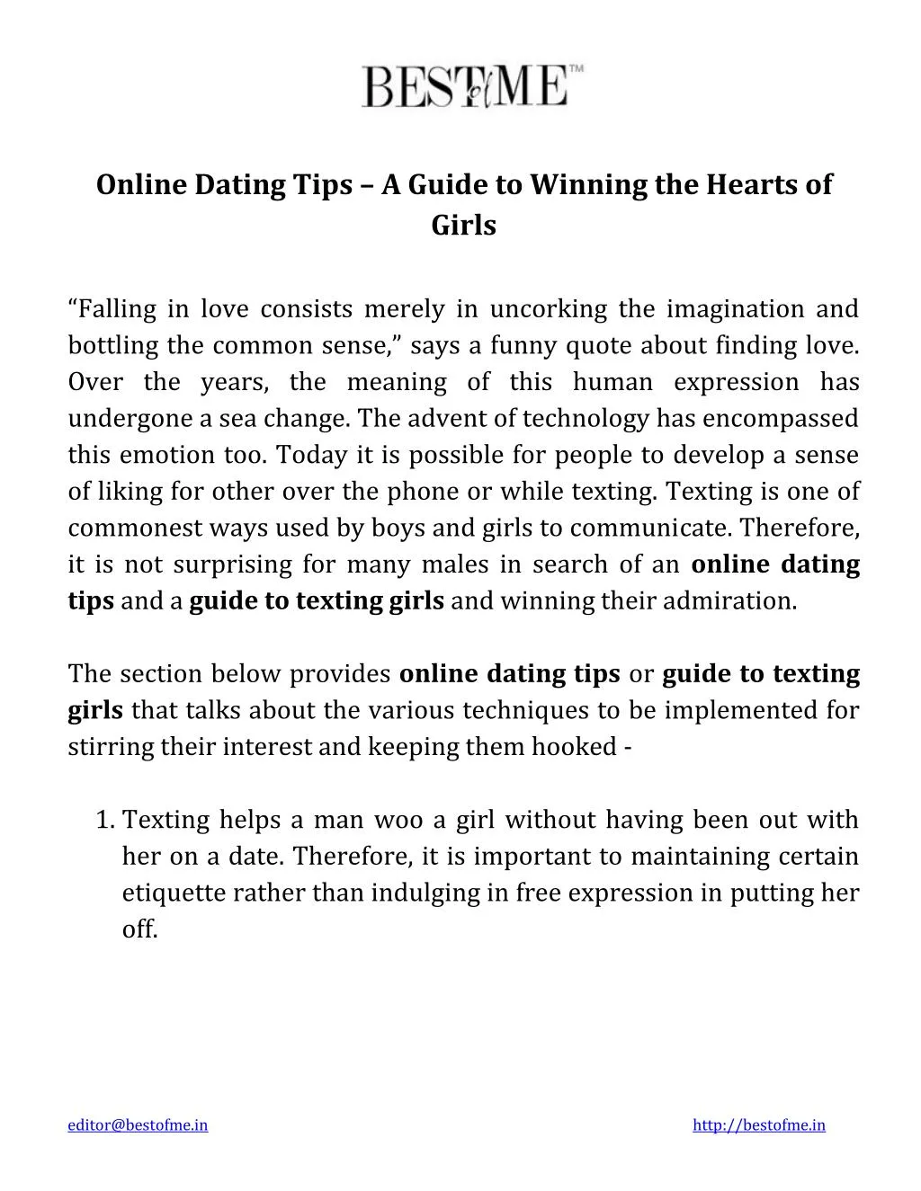 online dating tips a guide to winning the hearts