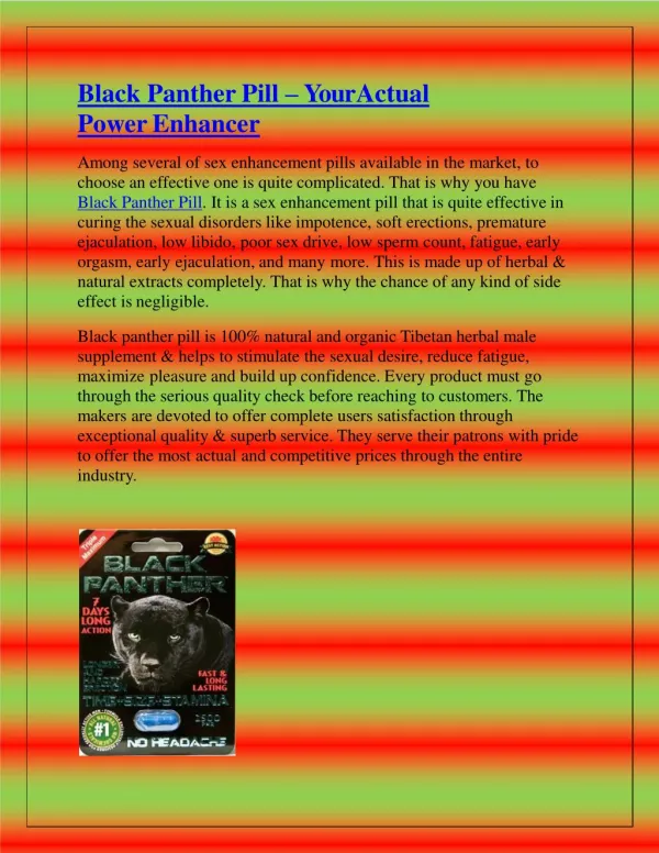Black Panther Pill – Your Actual Power Enhancer