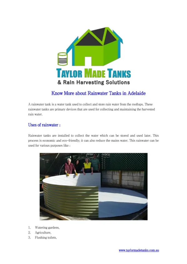 Know More about Rainwater Tanks in Adelaide