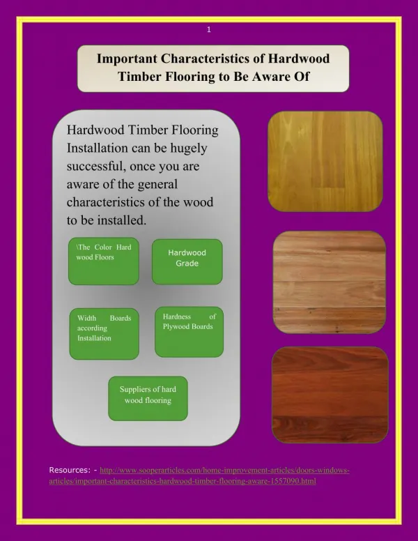 Important Characteristics Of Hardwood Timber Flooring To Be Aware Of