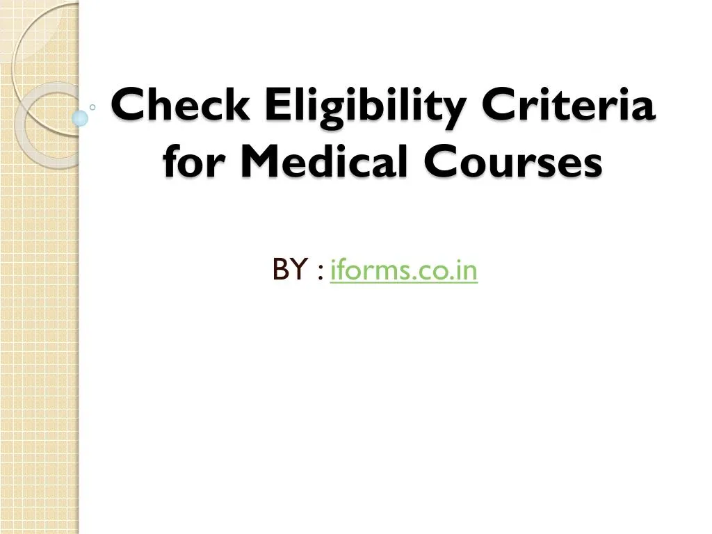 check eligibility criteria for medical courses