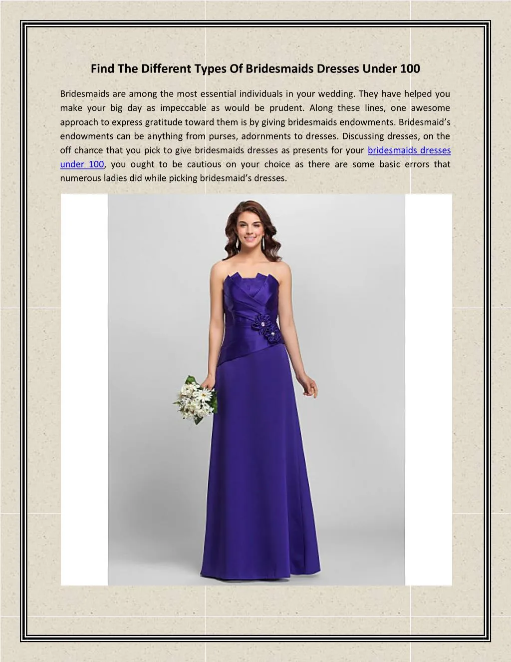 find the different types of bridesmaids dresses