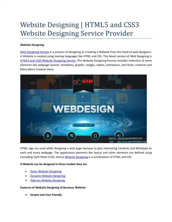 Website Designing | HTML5 and CSS3 Website Designing Service Provider