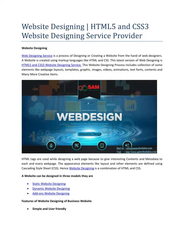 website designing html5 and css3 website