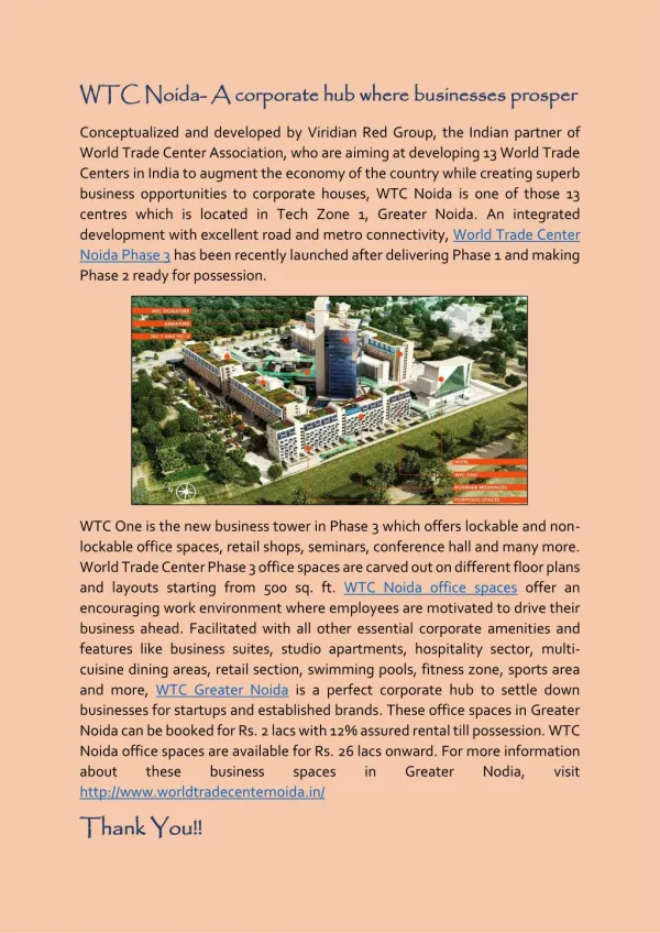 World Trade Center Noida- A corporate hub where businesses prosper