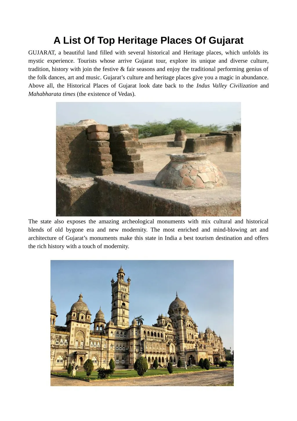 a list of top heritage places of gujarat