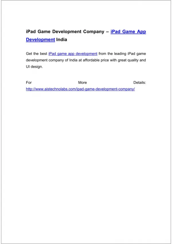 iPad Game Development Company – iPad Game App Development India