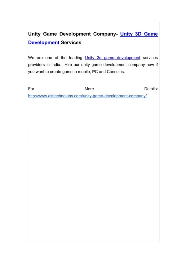 unity game development company unity 3d game