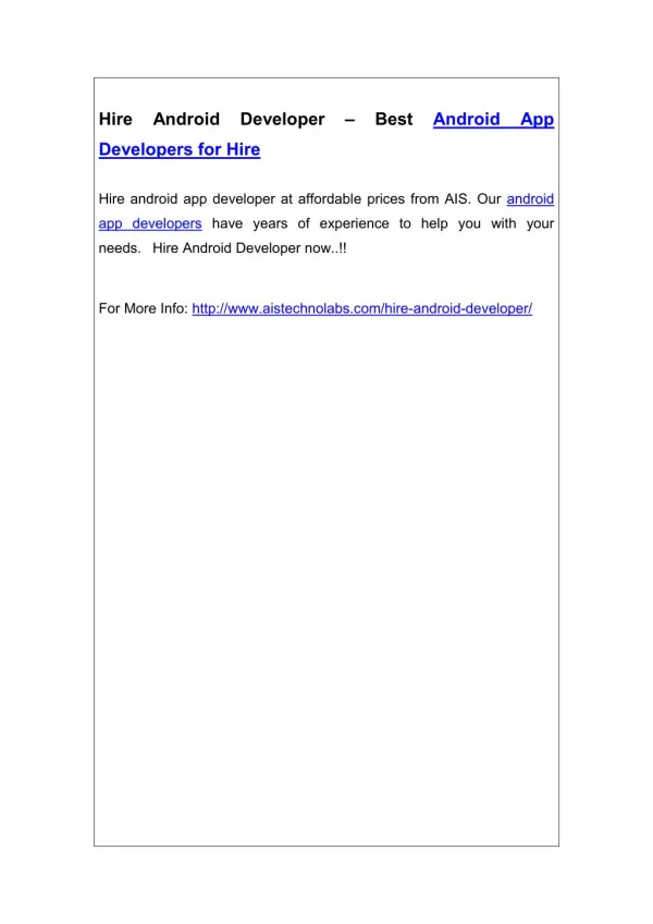 hire android developer best android app