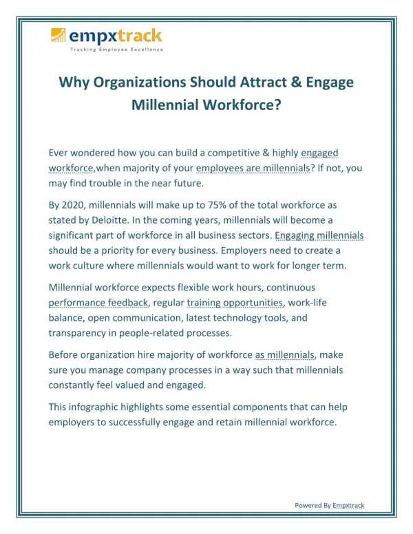 Why Organizations Should Attract & Engage Millennial Workforce?