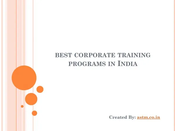 Best Corporate Training Programs In India