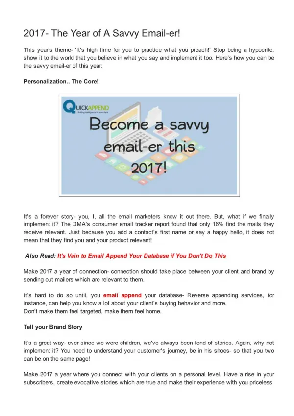 2017- The Year of A Savvy Email-er!