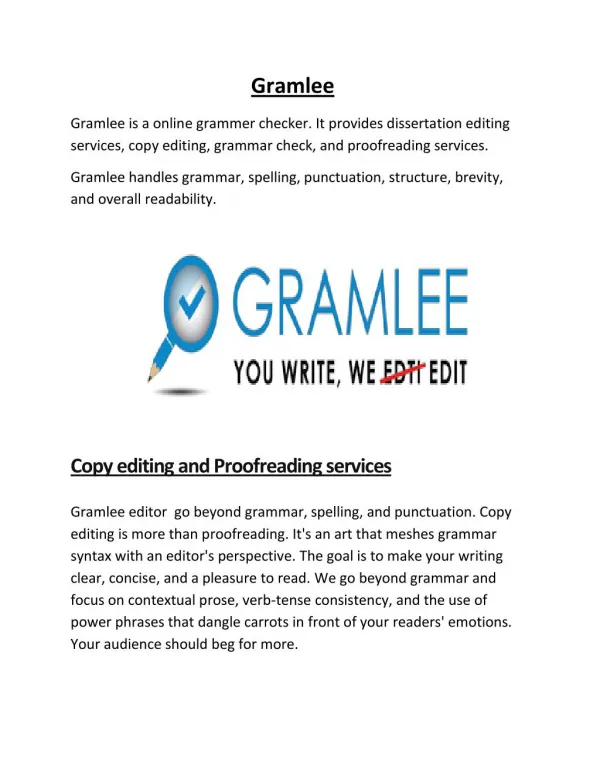 Gramlee -Dissertation Editing Services