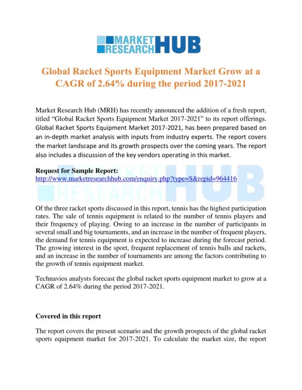global racket sports equipment market grow