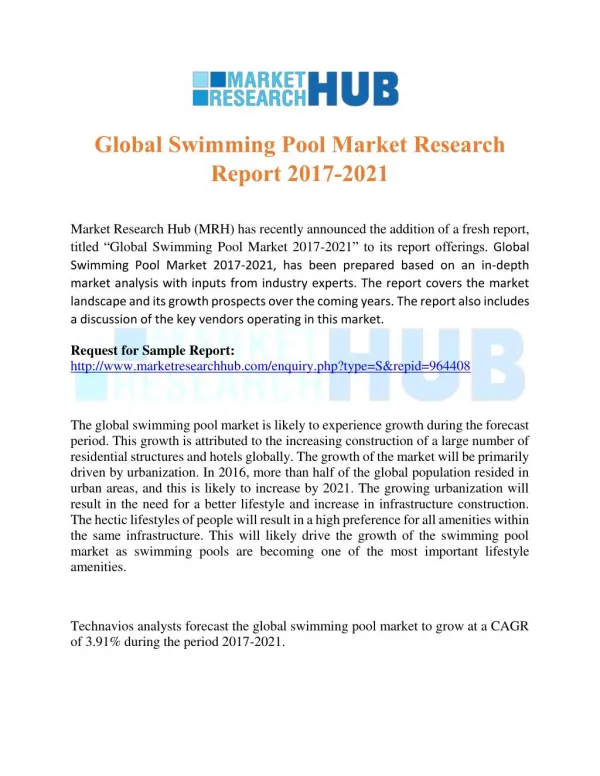 Global Swimming Pool Market Research Report 2017-2021