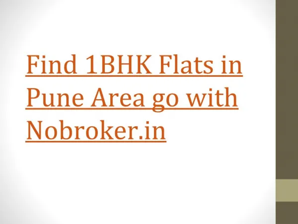 1 BHK Flat on Rent in Pune