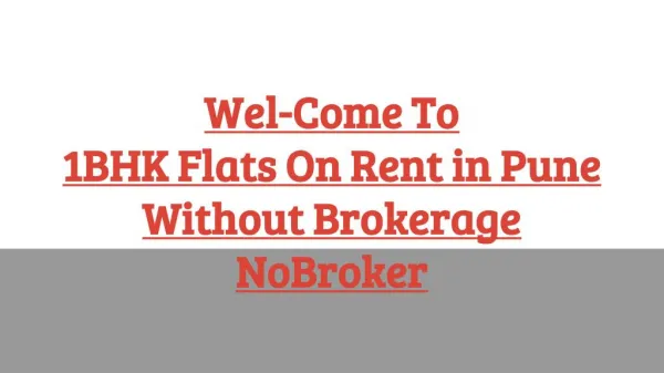 1 BHK Flats on Rent in Pune without Brokerage