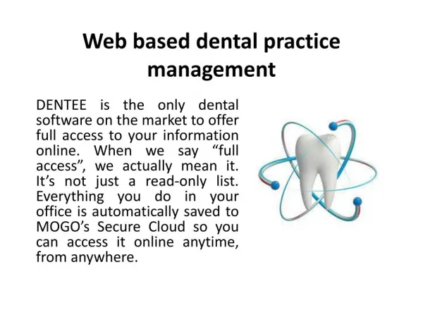 Web based dental practice management