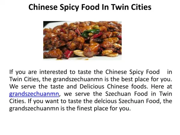 Chinese Spicy Food in Twin Cities