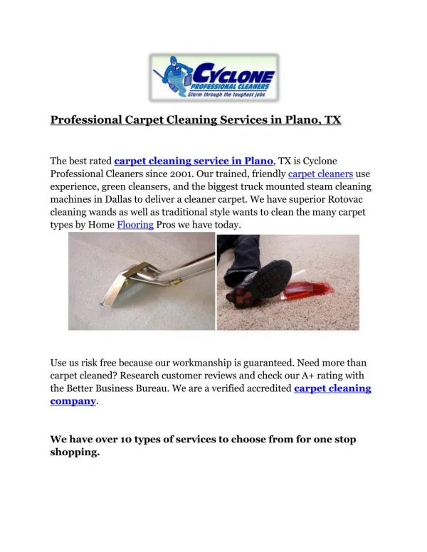 Professional Carpet Cleaning Services in Plano, TX