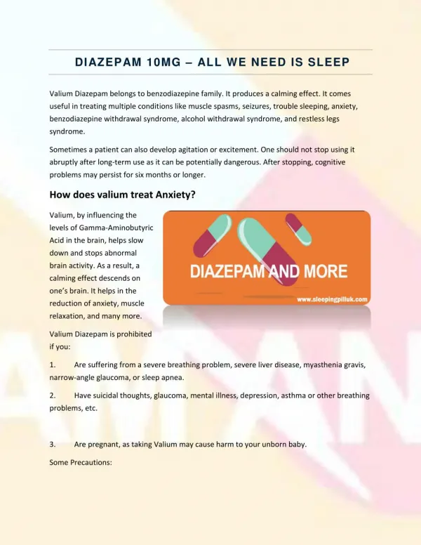 Diazepam 10mg - All We Need is Sleep