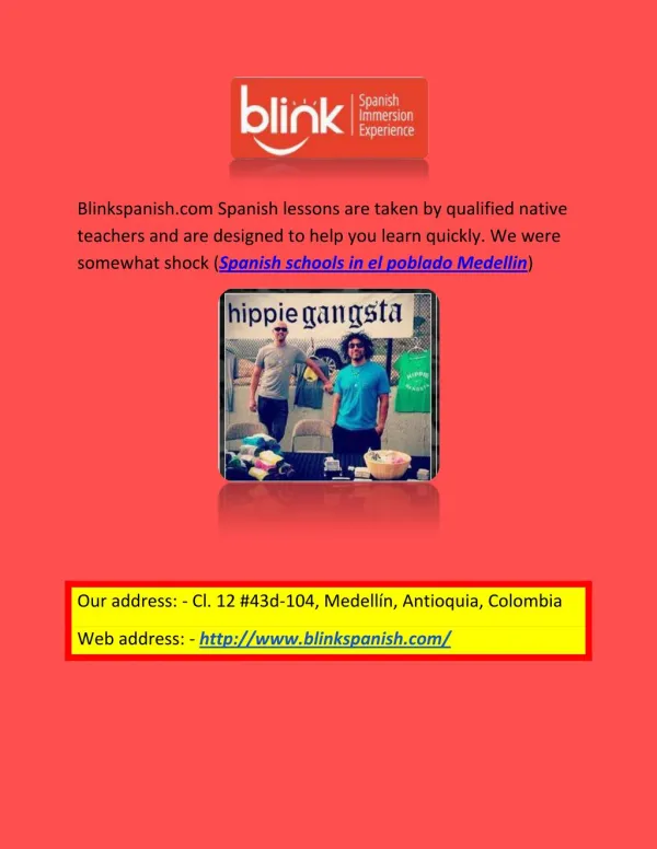 Blink Spanish Medellin | Spanish schools in el poblado Medellin