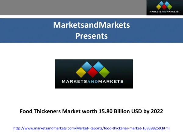 Food thickeners market worth 15.80 billion usd by 2022
