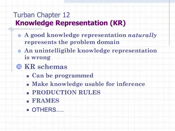 Turban Chapter 12 Knowledge Representation KR
