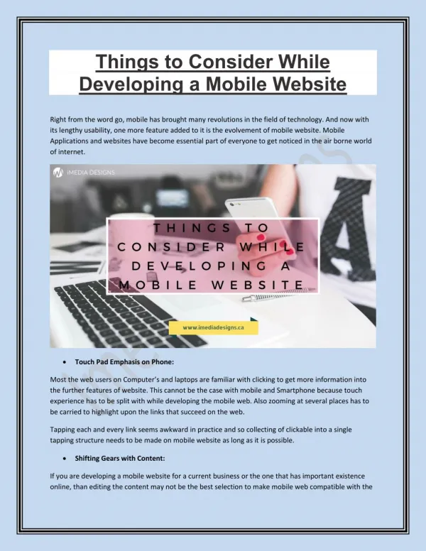 Things to Consider While Developing a Mobile Website