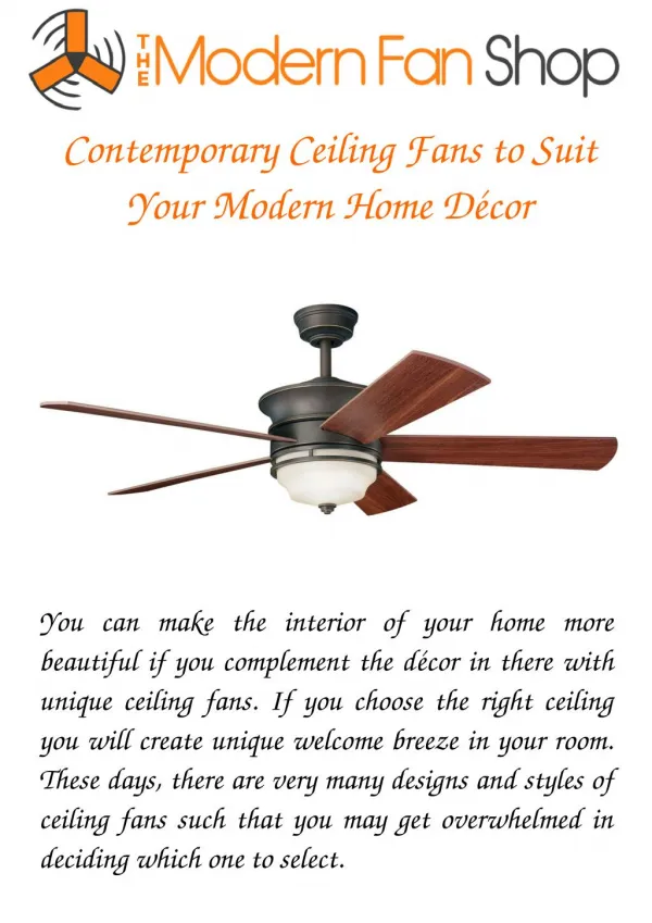 Contemporary Ceiling Fans to Suit Your Modern Home Décor