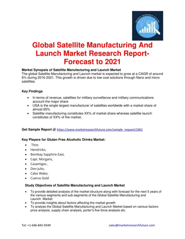 Global Satellite Manufacturing And Launch Market Research Report- Forecast to 2021