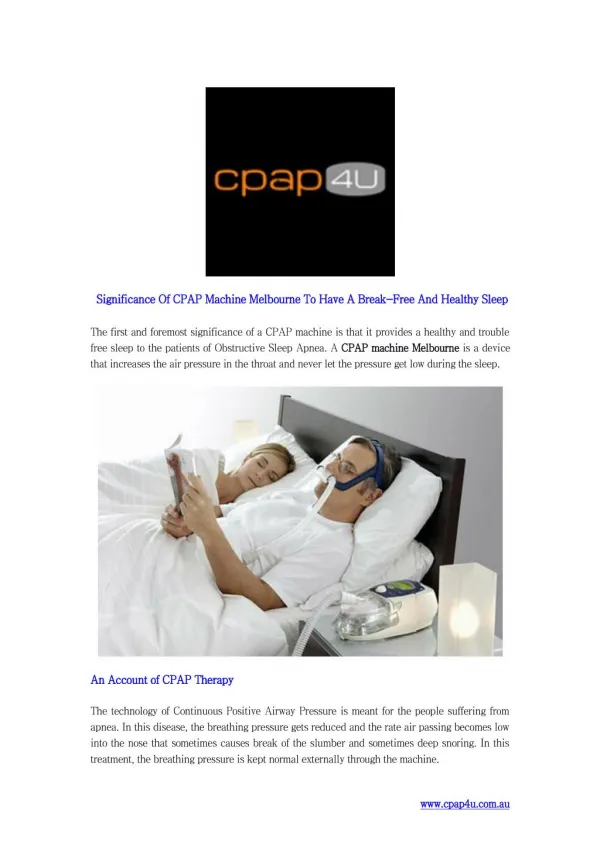 Significance Of CPAP Machine Melbourne To Have A Break-Free And Healthy Sleep