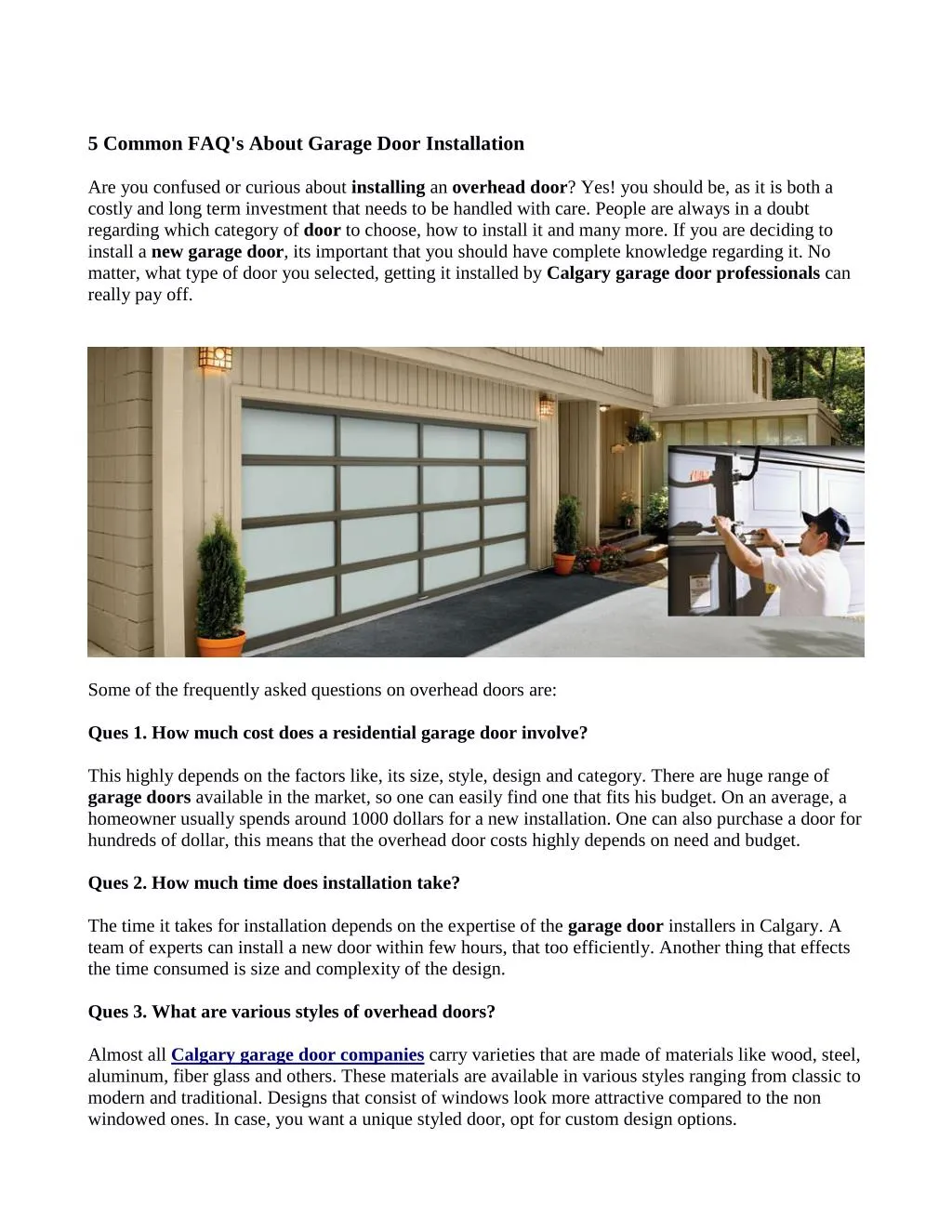 5 common faq s about garage door installation