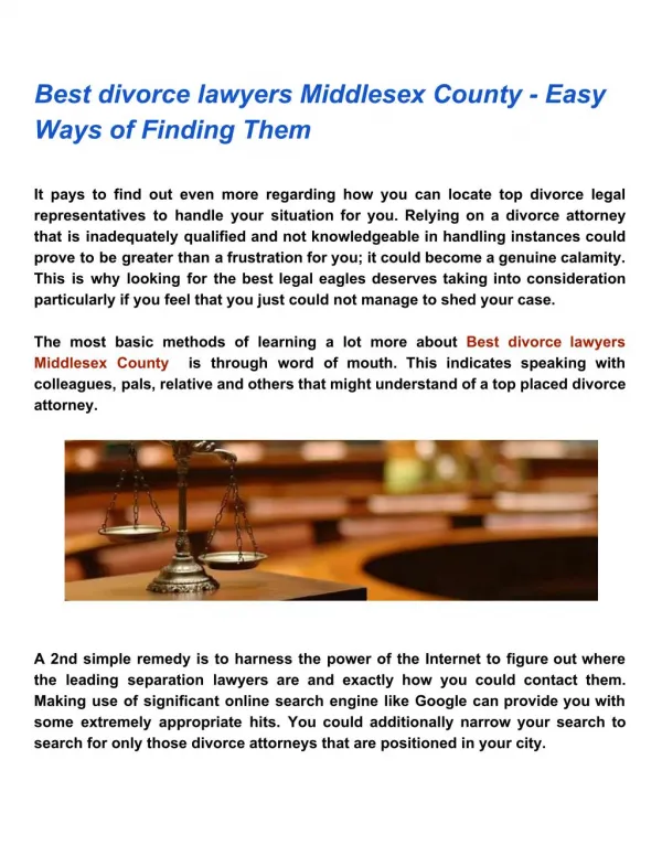 Best divorce lawyers Middlesex County - Easy Ways of Finding Them