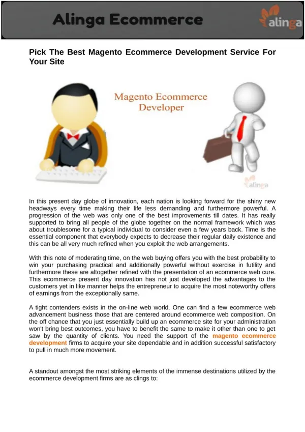 Pick up best magento ecommerce developer for ecommerce website