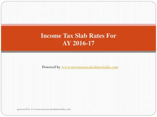 Income tax Slab rates for AY 2016-17