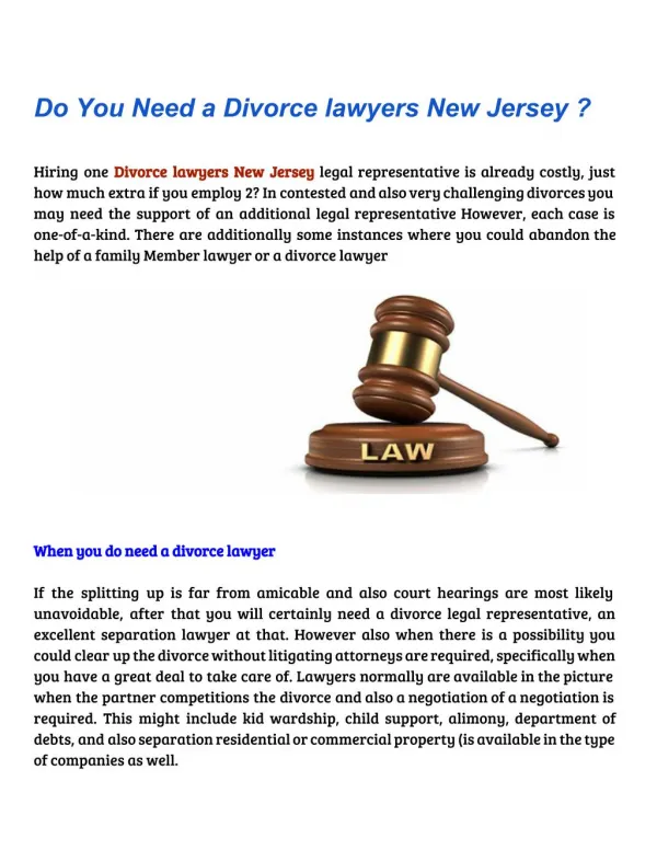 Do You Need a Divorce lawyers New Jersey ?
