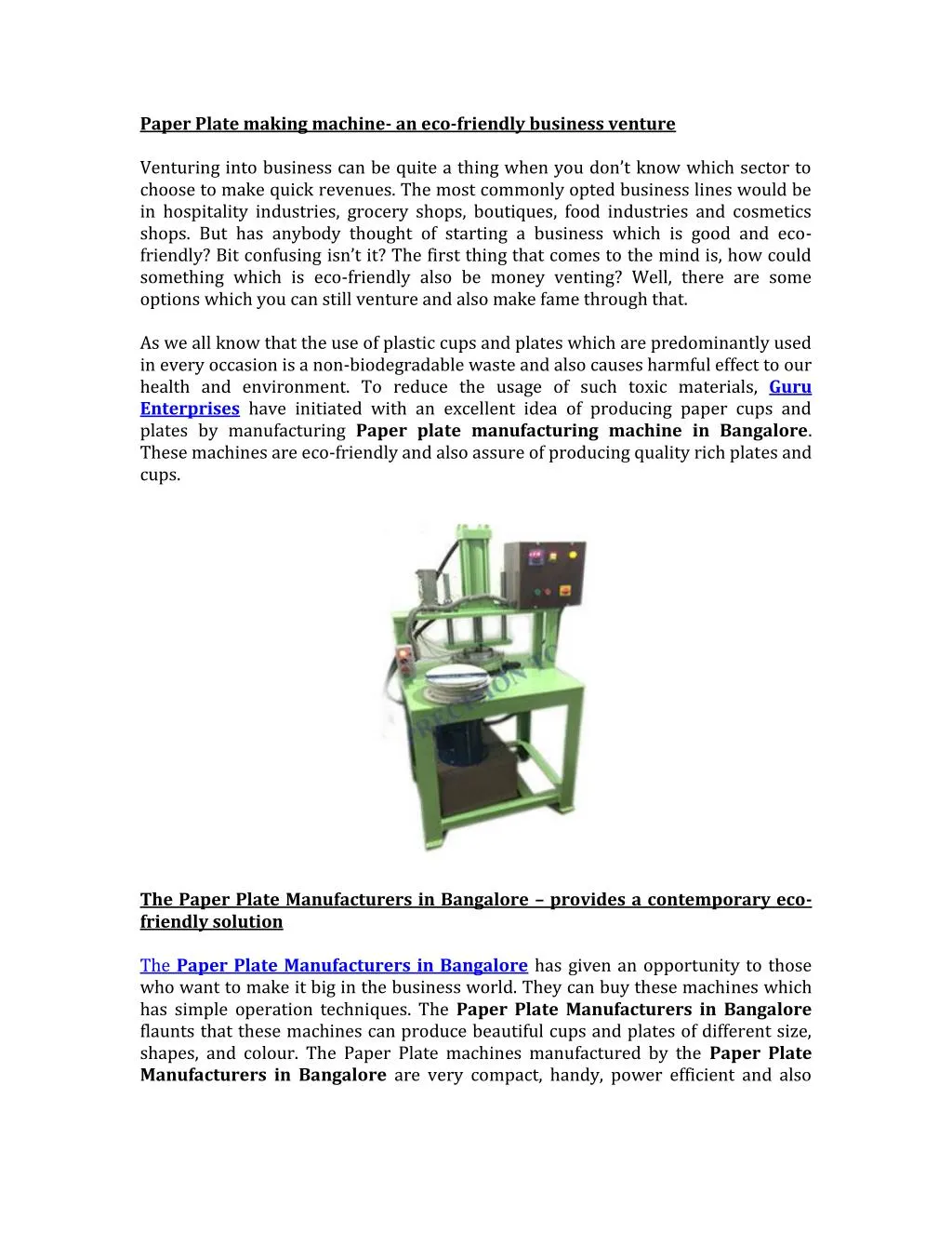 paper plate making machine an eco friendly